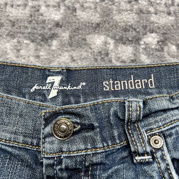 7 For All Mankind Jeans Boys Size 16 26x30 Standard Straight Blue Stretch Denim - Picture 2 of 9